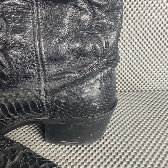 Acme Cowboy Boots Mens 11 D Black Block Heel Embroidered Western Pull On Boots - Picture 13 of 16